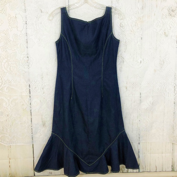 Citrine Navy Blue Dress With Flounce Hem Size 4 - Picture 4 of 7